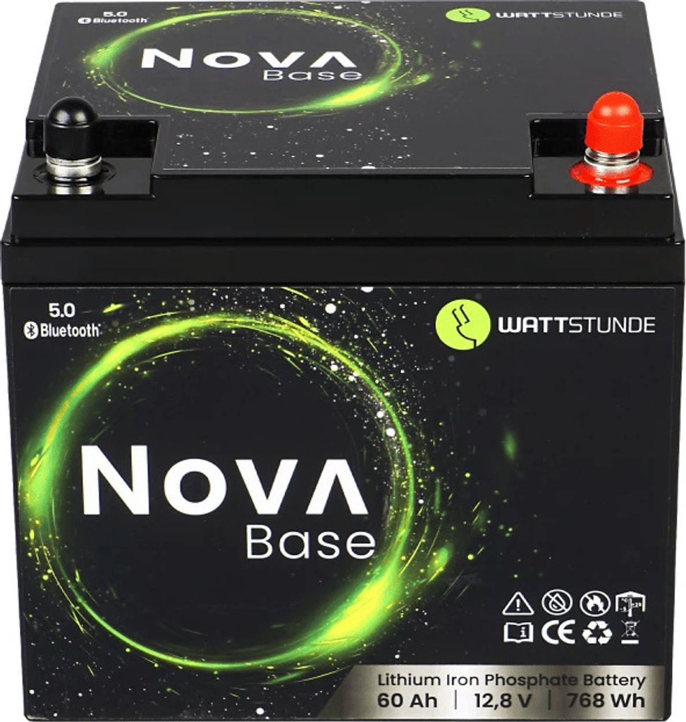WATTSTUNDE NOVA Base Batterie 12,8V 60Ah 768Wh LiFePO4 mit 0% MwSt nach §12 Abs. 3 UstG