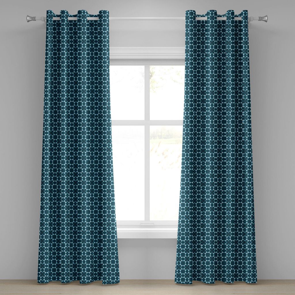 ABAKUHAUS Retro Ösenvorhang, Weinlese-geometrische Anordnung mit Rauten und Stern formt Illustration, Dekorative 2-Panel-Fenstervorhänge, 280 cm ...