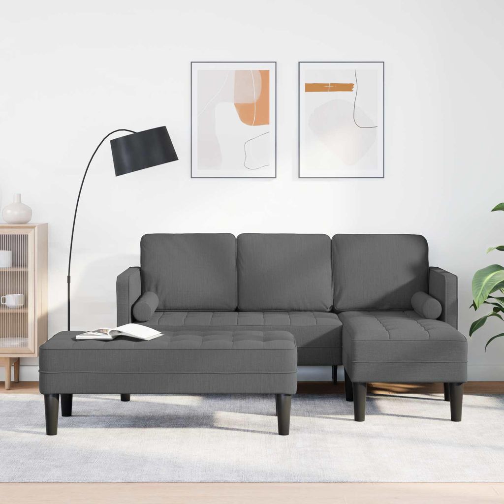 vidaXL Sofa Set mit Kissen 2 pcs Dunkelgrau Polyester