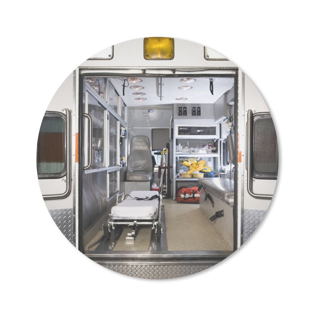 MuchoWow Mauspad Mousepad Krankenwagen mit offenen Türen 50x50 cm - Mousepads - Maus Mat - Pad - Mausunterlage - Vinyl
