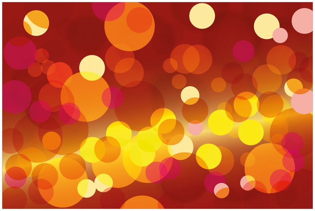 Wallario Premium Glasbild, freischwebende Optik, kräftige Farben, Größe 90 x 60 cm Motiv Rote gelbe und orange Kreise - harmonisches Muster