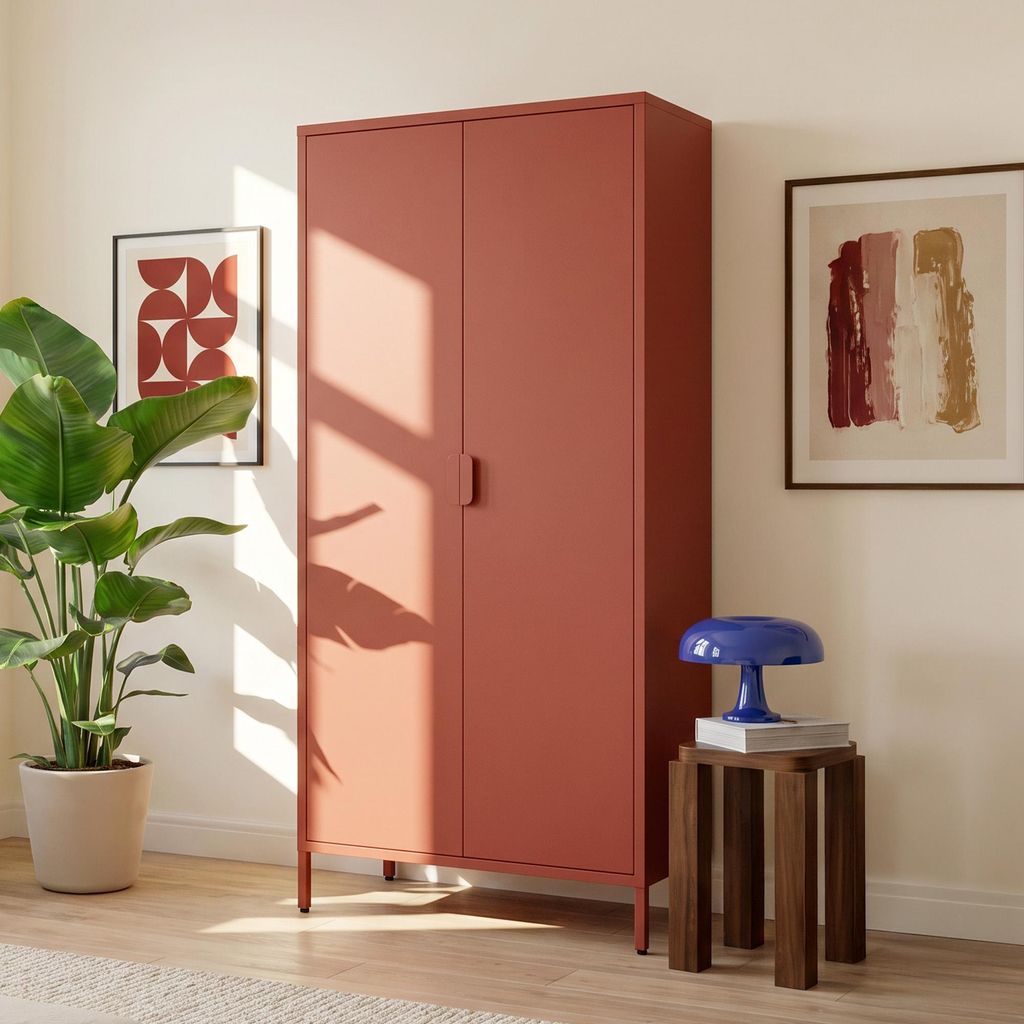 Industrieller Metallkleiderschrank, 170 cm hoch, 2 Türen, 4 Produktbild 