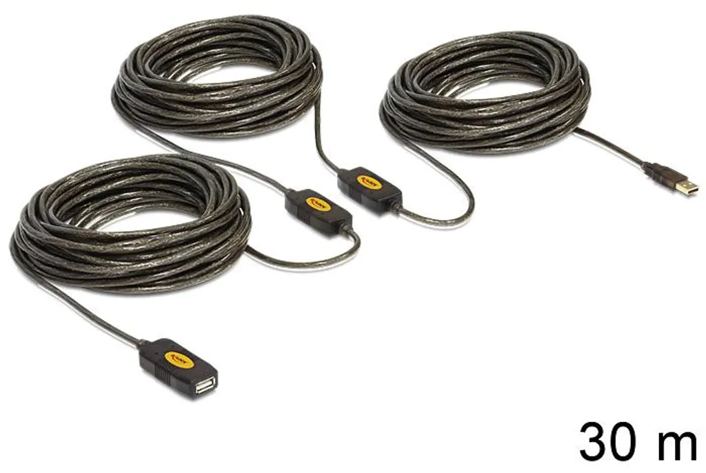 Rallonge USB Active 30m avec Répéteur Intégré Câble Noir de Haute Qualité