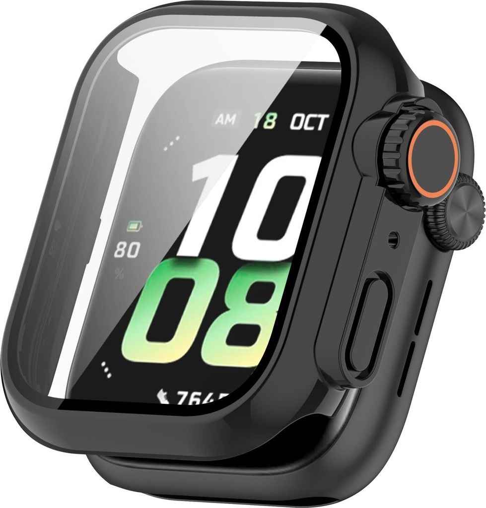Für Honor Watch 5 Kunststoff PC Smart Hülle Case + Tempered H9 Hart Glas Schwarz