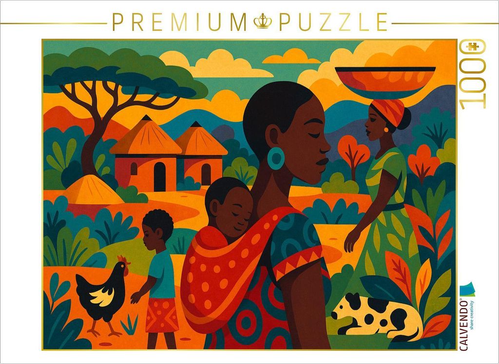 CALVENDO Puzzle Ein Morgen in Mama Afrikas Armen | 1000 Teile Lege-Größe 64x48cm Foto-Puzzle für glückliche Stunden