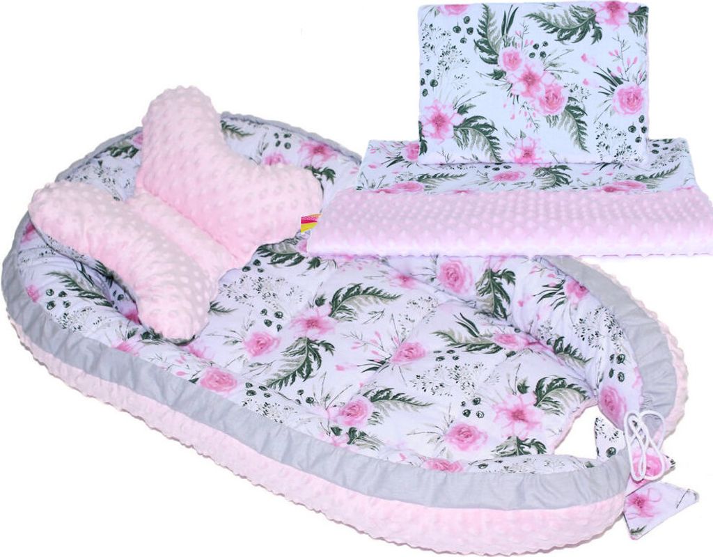 Baby MINKY Nestchen Kokon Kuschelnest Reisebett 2-seitig Kissen Decke Schmetterlingkissen - 4T- 5