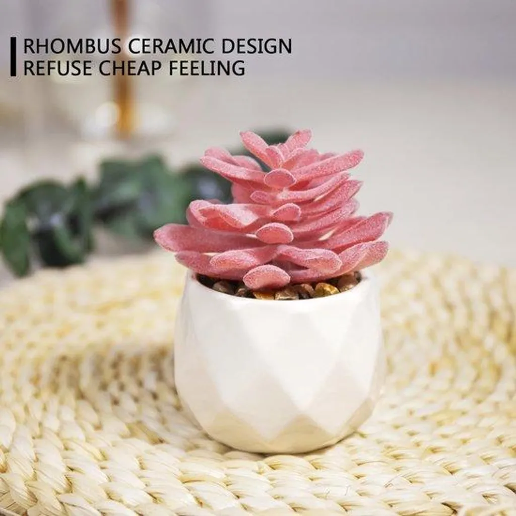Plantes Grasses Artificielles Roses en Pot : Décoration de Bureau Chic
