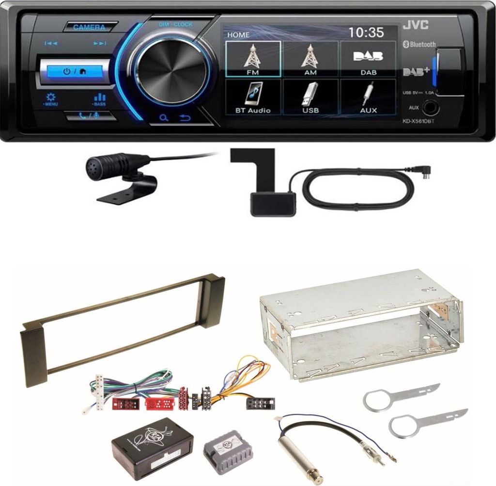 JVC KD-X561DBT DAB+ Bluetooth Autoradio USB FLAC Einbauset für Audi A3 8L A6 4B
