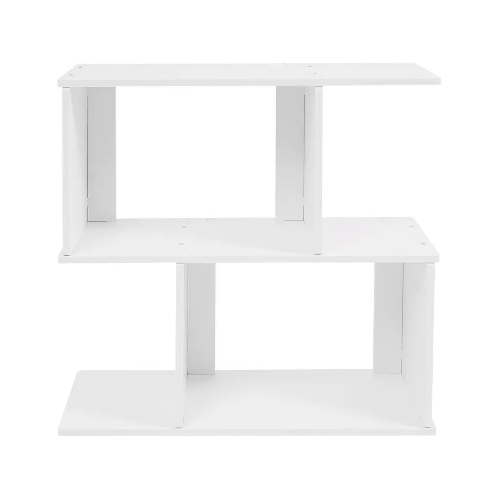 Petite bibliothèque ouverte 2 étagères design Z blanc pour salon et bureau