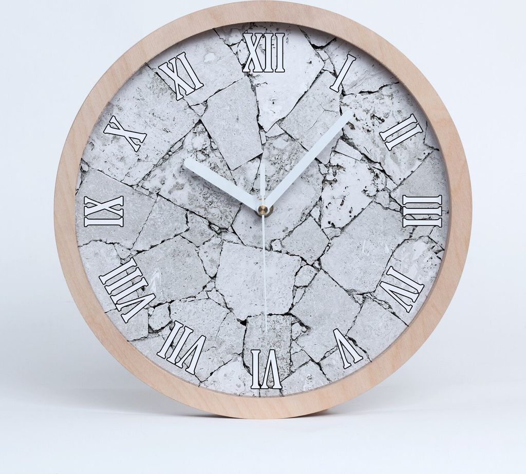 Holzuhr 20fi cm wanduhr - weiße Spitzen - Steinwand