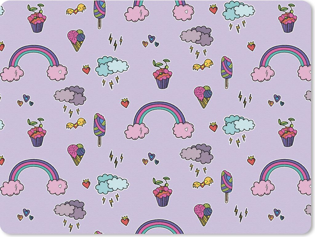 MuchoWow Mauspad Mousepad Muster - Regenbogen - Krone - Mädchen - Kinder - Kinder 40x30 cm - Mousepads - Maus Mat - Pad - Mausunterlage - Anti R...