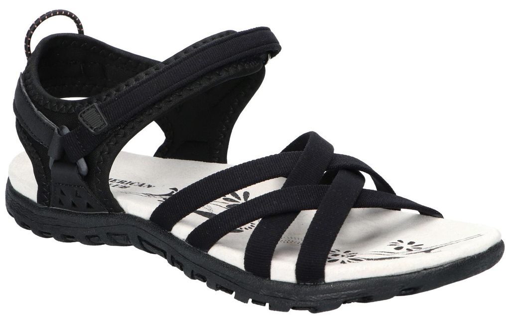 American Club HL218, Damen Sandalen Klettverschluss Leder-Einlegesohle leicht bequem, Schwarz 37
