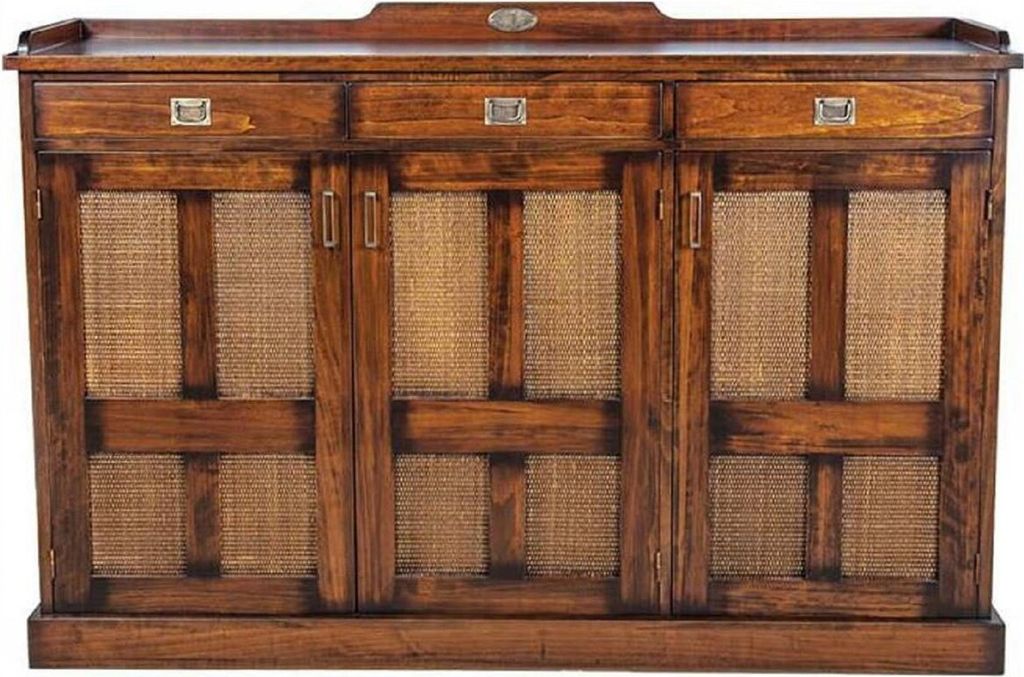 Casa Padrino Luxus Vintage Stil Sideboard mit 3 Türen und 3 Schubladen Braun / Naturfarben 177,5 x 46 x H. 119,5 cm - Massivholz Schrank - Vintage...