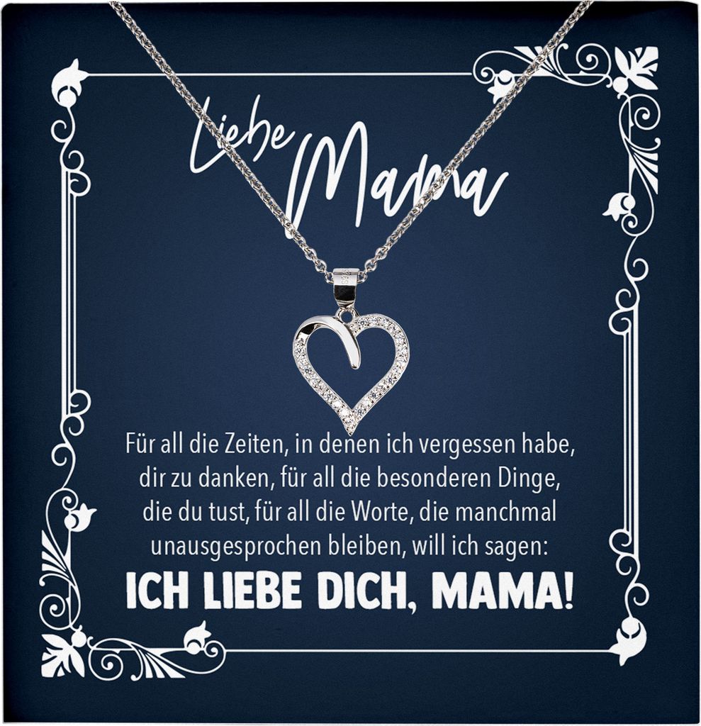 22Feels Echt Silber Halskette - Liebe Mama Geschenk Geburtstag Muttertag Weihnachten Mutter Schmuck Set für Frauen - Herz Anhänger, Karte