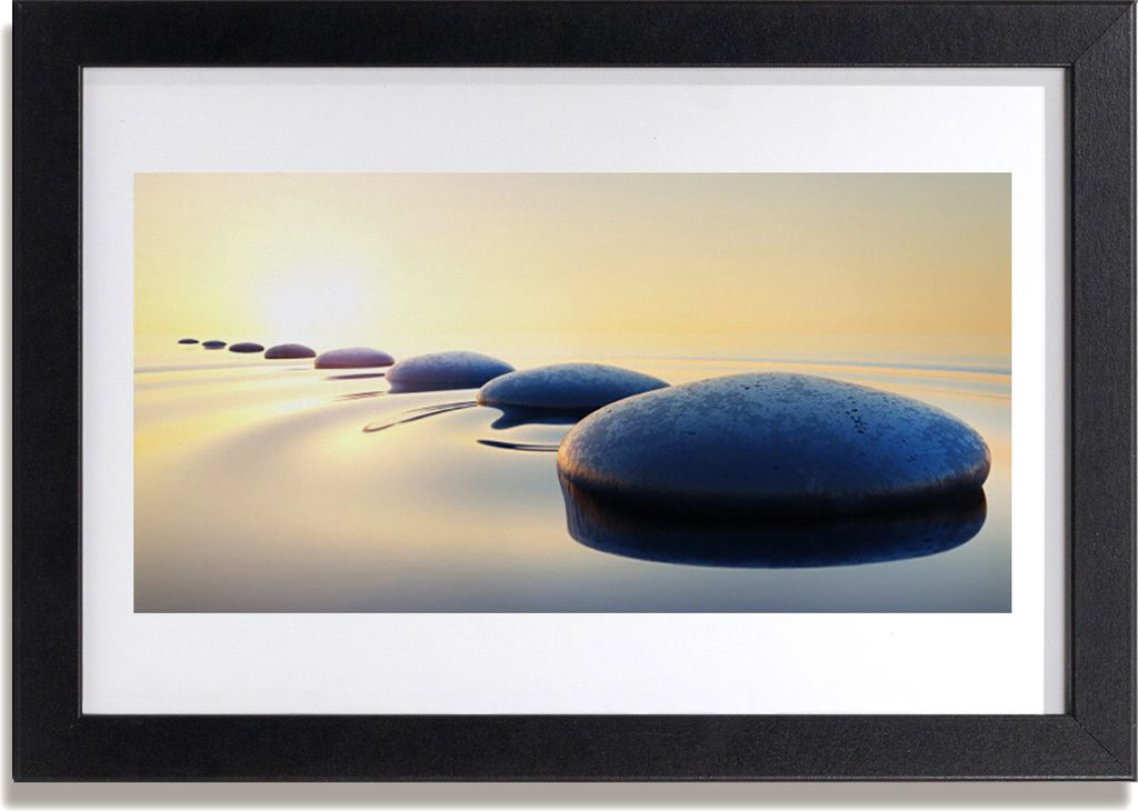 Bild 30x20 MDF-Rahmen Wandkunst Steine im Wasser Spa