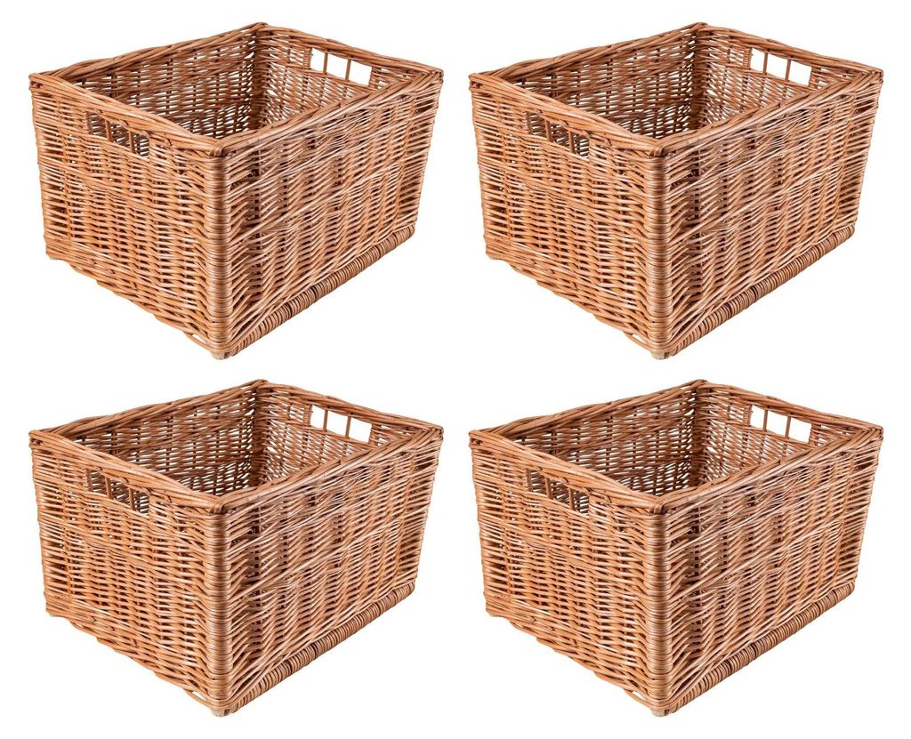 Creative Home 4 x Rieten Mand, 40 x 30 x 24 cm, Natuurlijk Productafbeelding 