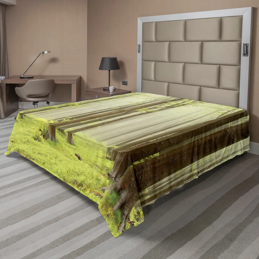 Drap de Lit Supérieur Doux et Décoratif 1 Pièce Imprimé Forêt de Brume