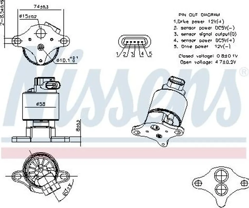 Soupape AGR de rechange moteur Nissens pour Opel Sintra