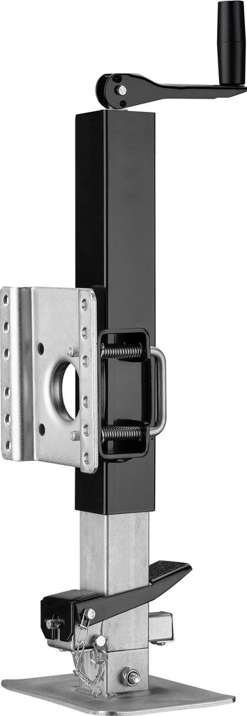 Wiltec Stützfuß 900 kg Kurbel oben mit Schwenkhalterung, höhenverstellbare Anhängerstütze mit Fußpedal, Abstellstütze für Wohnwagen und Anh...