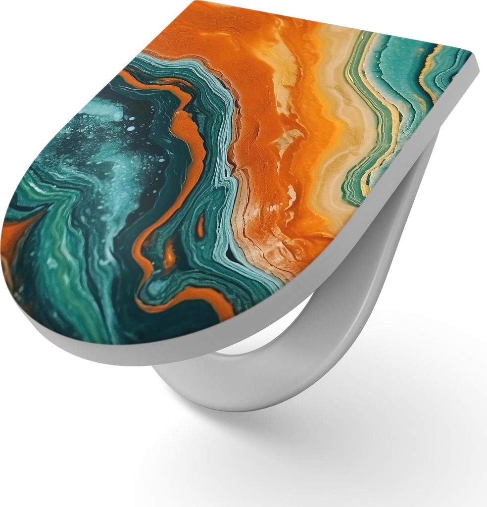 DEQORI WC-Sitz Duroplast 36,4x45,4 cm 'Tropisch gemasert' Toilettensitz WC-Brille Design