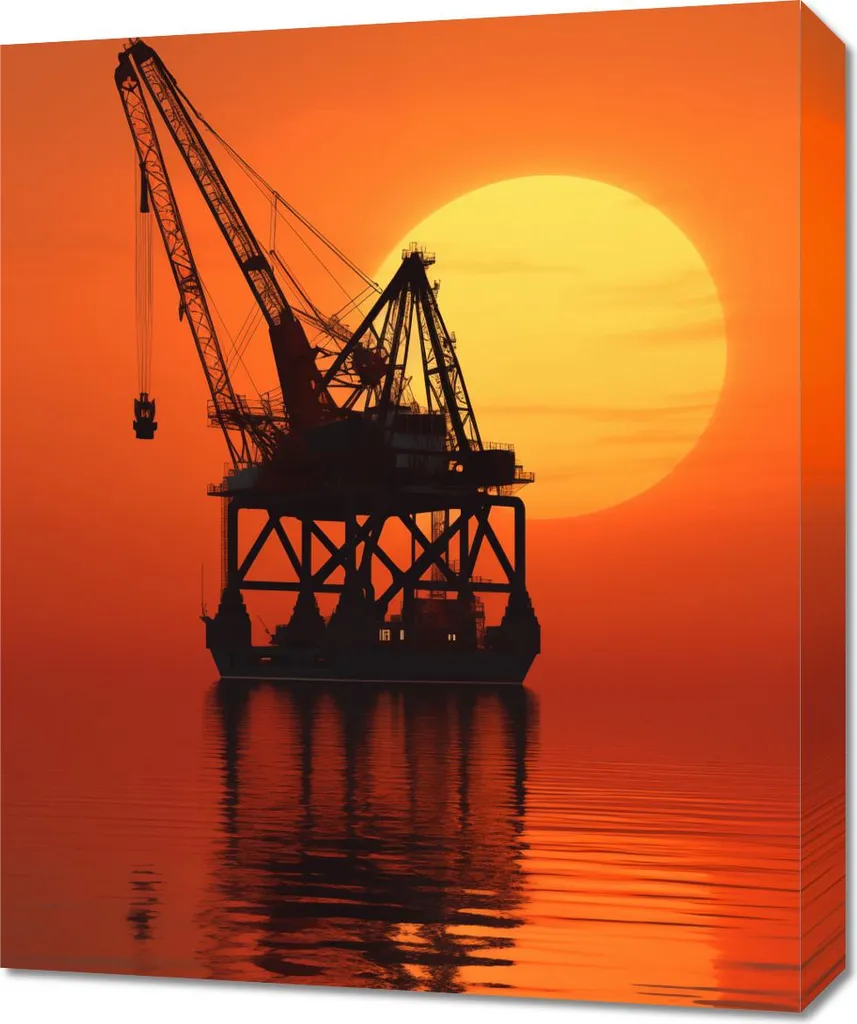 Tableau Silhouette Industrielle Image 50 x 60 cm Cadre Métal Moderne