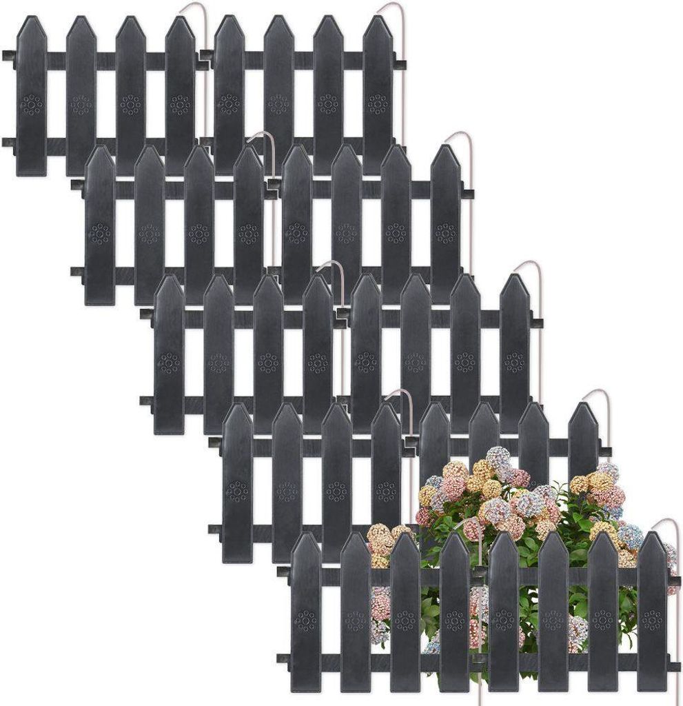 Vilde Palisade Gartenzaun Umrandung schwarzgrau Set 10 Stk. 200 cm 20x15 cm