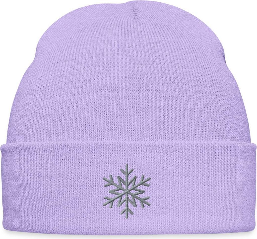 Spreadshirt Schneeflocke Gestickt Bestickte Wintermütze, One size, Lavendel