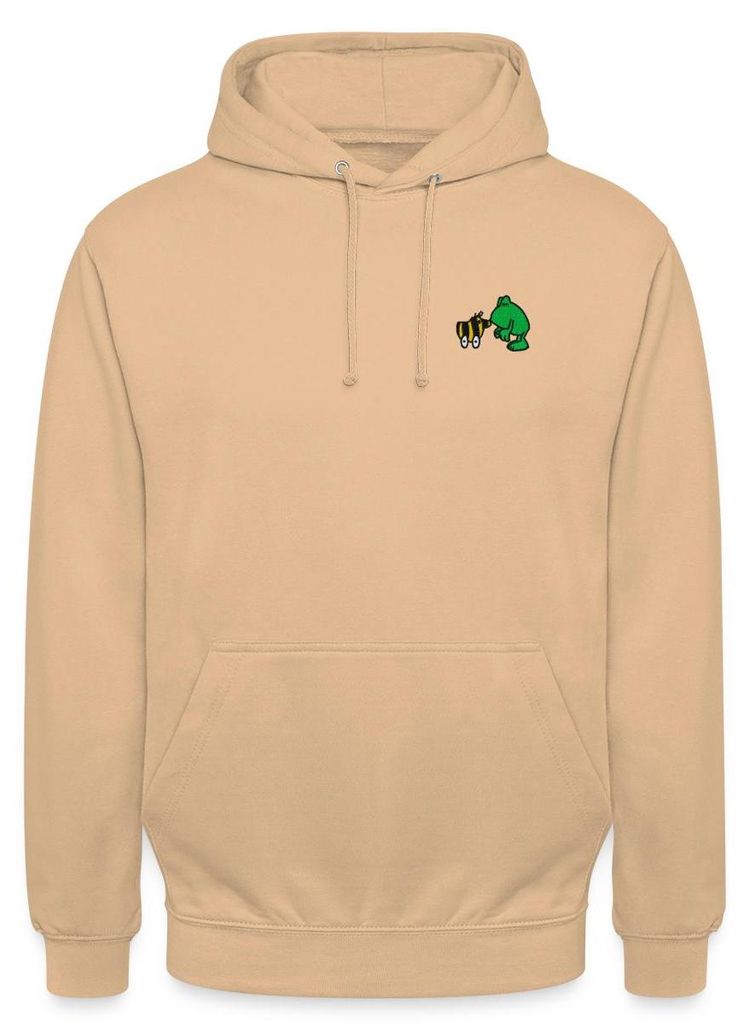 Spreadshirt Janosch Frosch & Tigerente Kuss Stick Uni Hoodie, XXL, Pfirsich