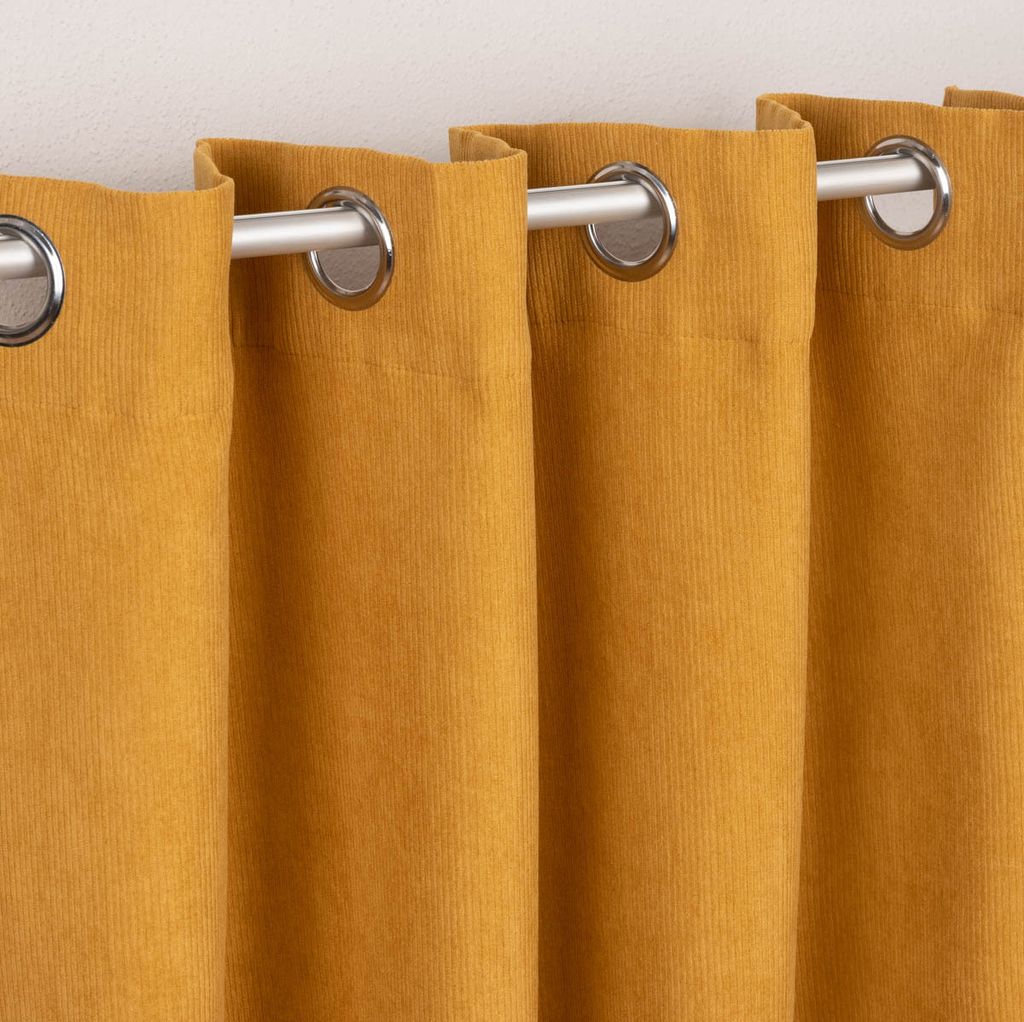 Ösengardine Cordoptik einfarbig currygelb 140x260cm Produktbild 