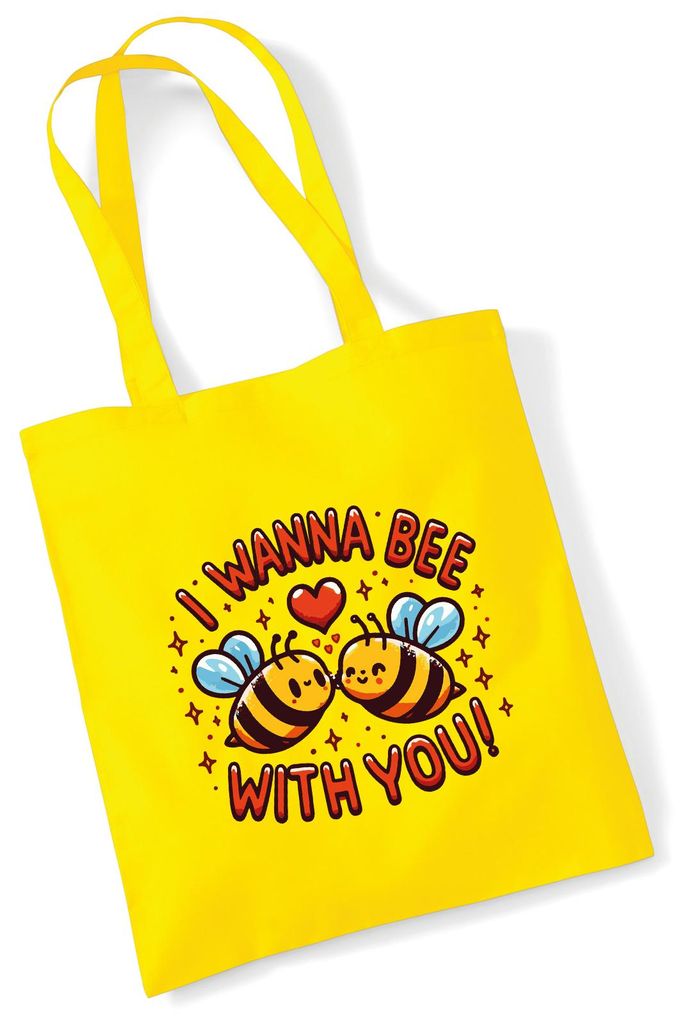 Huuraa Jutebeutel Wanna Bee with you. Bienen 10 Liter Yellow Baumwolle Tasche Geschenkidee