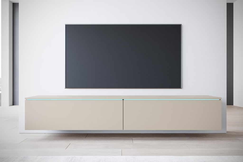 MINIO go for it, TV-Schrank, Lowboard "DONNA" 180 cm, stehend, hängend, mit LED-Beleuchtung, Kaschmir Farbe