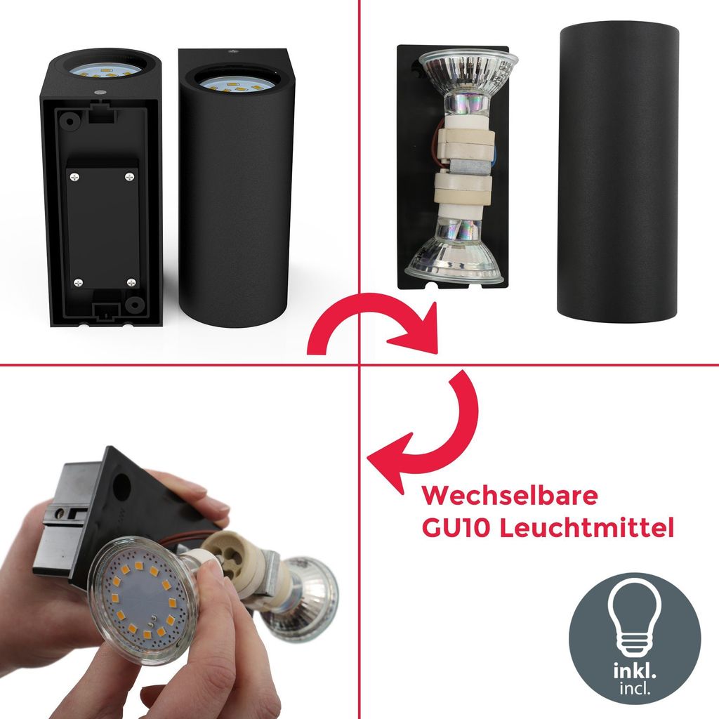 LED Außenleuchte Außenwandleuchte IP44 Wand-Spot Strahler Produktbild 6