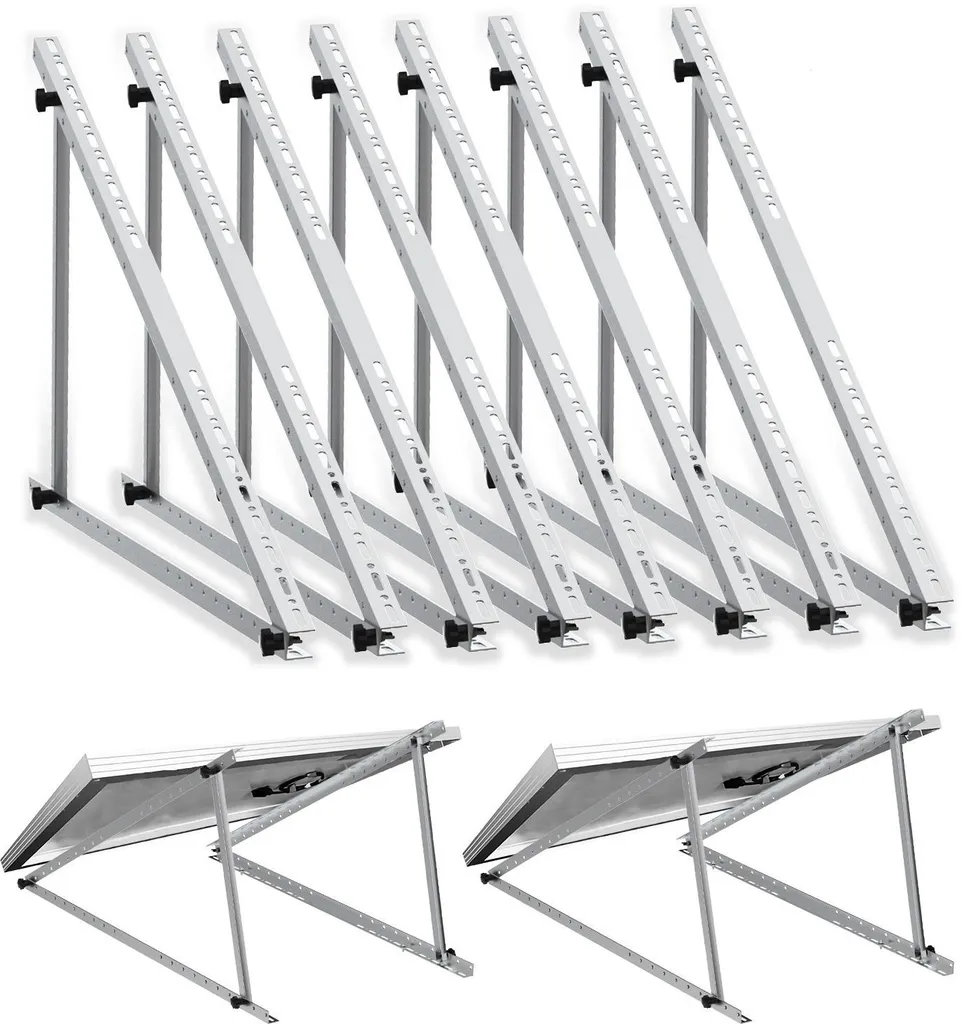8 pezzi Staffa della centrale elettrica del balcone Staffa solare 114cm per l'elevazione del modulo solare 45 pollici Modulo fotovoltaico angolo regolabile 0-90 gradi