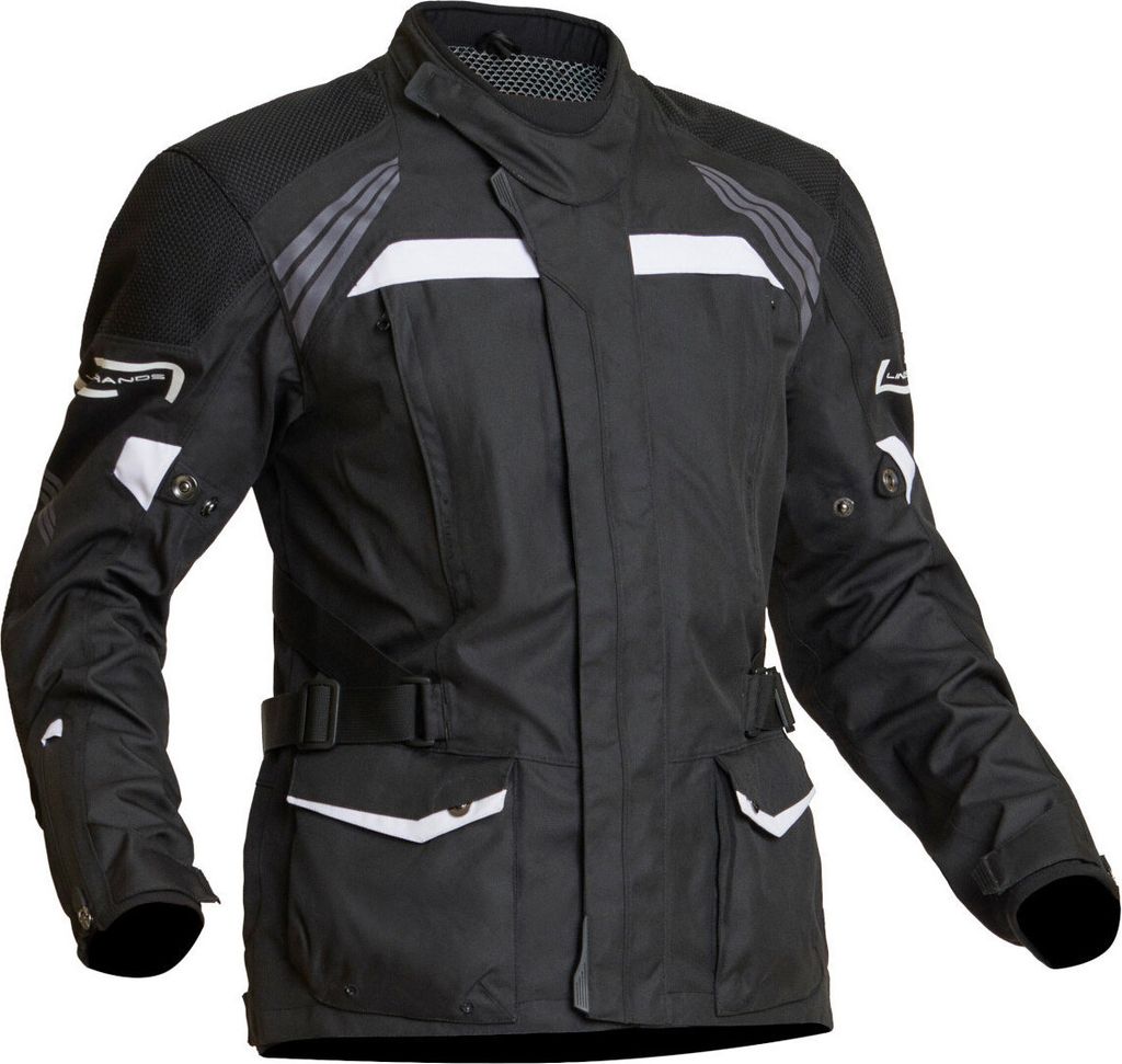 Lindstrands Transtrand wasserdichte Motorrad Textiljacke, schwarz/weiß, 54