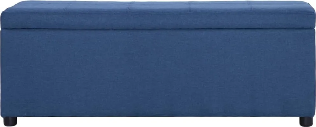 Banc design bleu 116 cm avec coffre intégré : assise rembourrée et chic