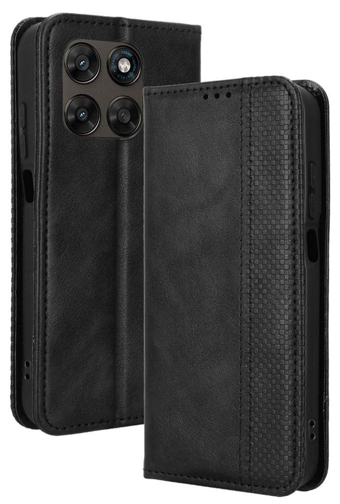 Motorola Moto G67 / G77 Hülle - Coverup Vintage Style Klapphülle - Schwarz