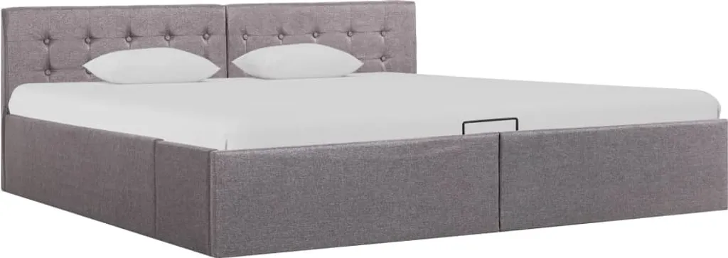 Lit coffre double 180x200 cm avec rangement hydraulique tissu taupe chic