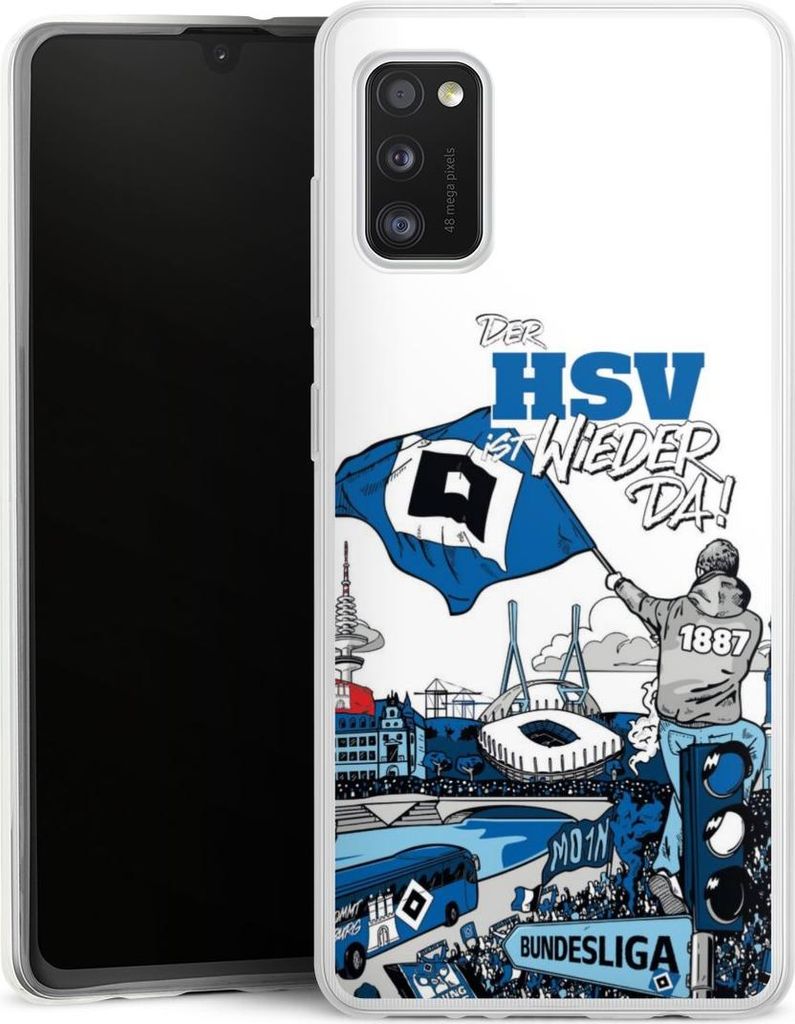 DeinDesign Slim Hülle für Samsung Galaxy A41 Silikon Case Ultra Dünn Handyhülle Aufstieg Hamburger SV Offizielles Lizenzprodukt