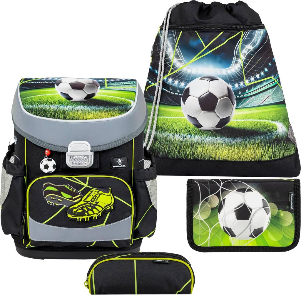 Belmil Mini-Fit ergonomisches Schulranzen-Set 4-teilig "Champion's Kick" mit Brustgurt