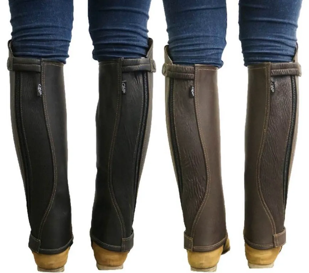 Chaps cuir véritable marron taille L avec fermeture éclair renforcée - 2