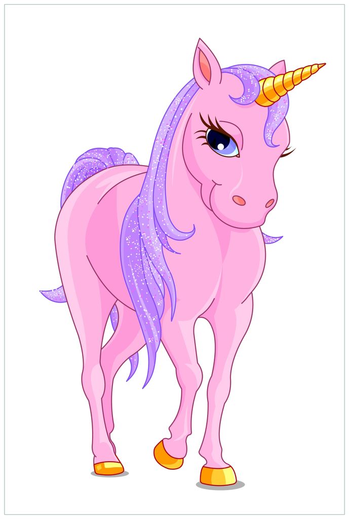 Wallario Wandbild aus Acryl, 90 x 60 cm, freischwebende Optik - Einhorn in rosa mit Schweif in lila II