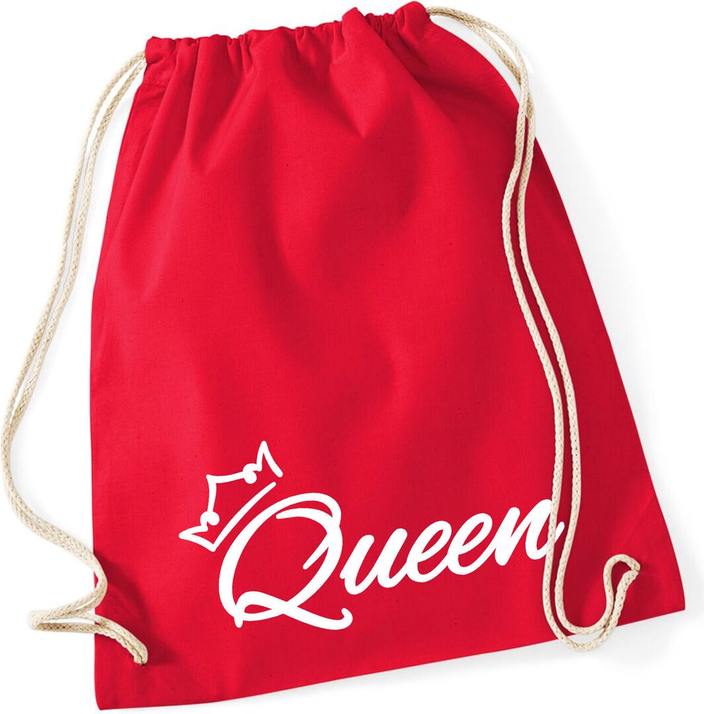 Huuraa Turnbeutel Queen Krone 12 Liter Classic Red Baumwolle Rucksack Geschenkidee