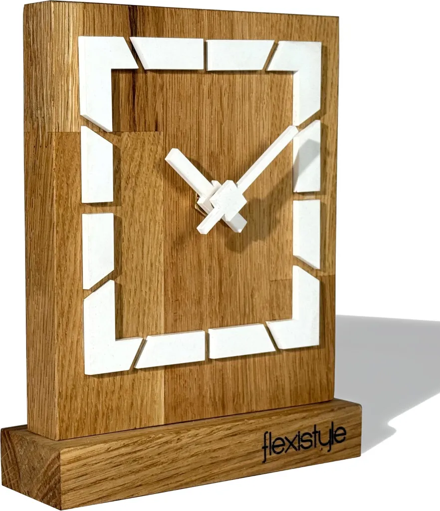 Horloge sur pied en bois de chêne Subtilité en blanc H180cm Luxe