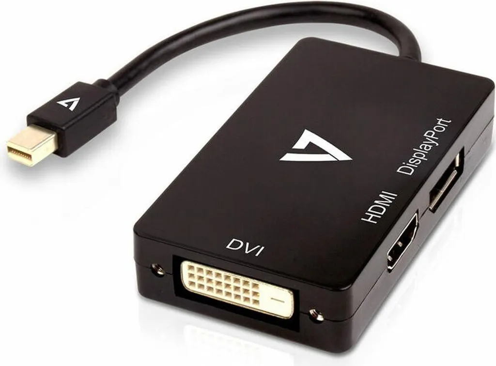Adaptateur 3-en-1 Mini DisplayPort vers HDMI VGA DVI V7 avec Signal Stable