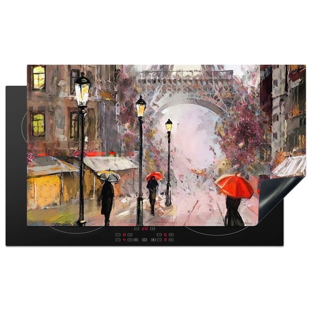 KitchenYeah Herdabdeckplatte Paris - Stadt - Farben - Eiffelturm , 91x52cm, Küche Deko, Glaskeramikkochfeld Herdabdeckung, Abdeckplatte fùr Koc...