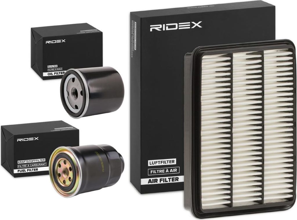 RIDEX Filterset Inspektionspaket Filtersatz passend für MERCEDES-BENZ C-Klasse T-modell (S204) für TOYOTA LAND CRUISER (KDJ12, GRJ12)