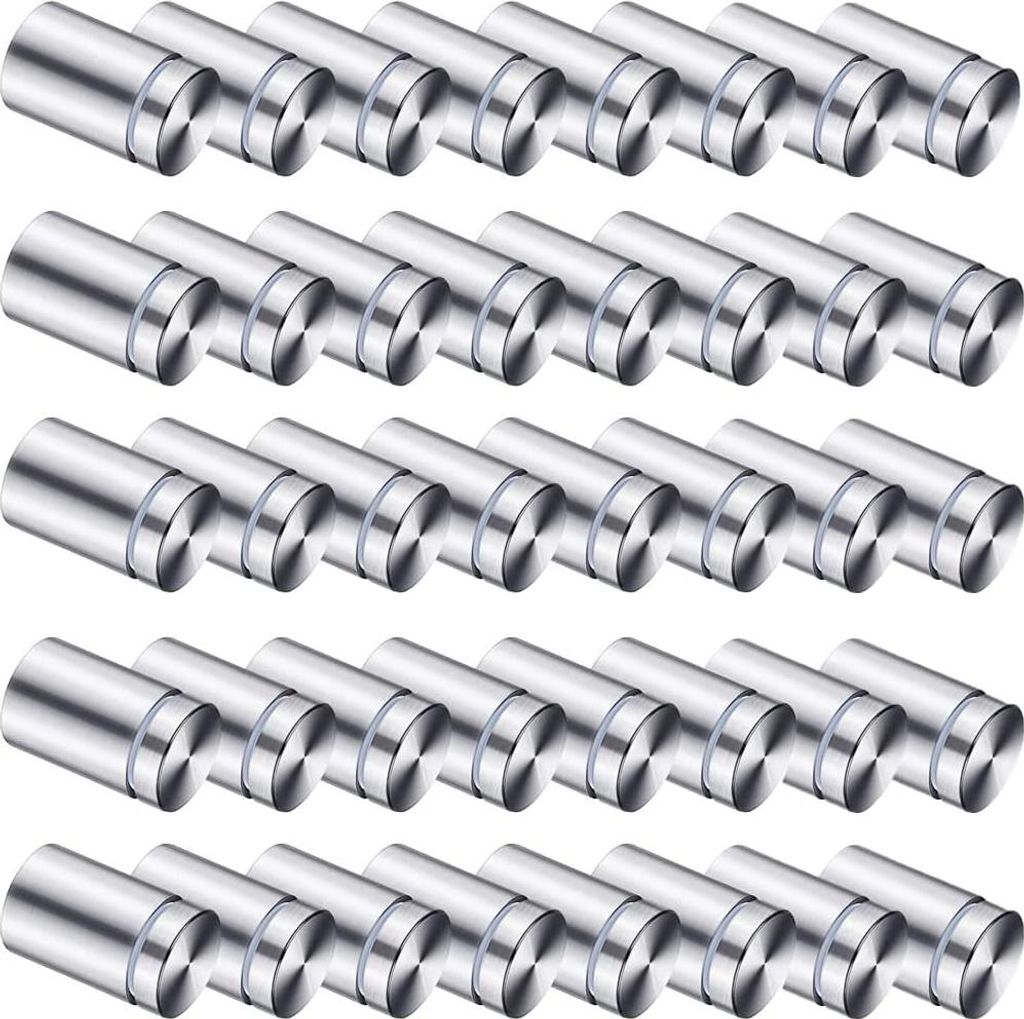 Edelstahl-Abstandshalter für Wandmontage - Set von 40 - Acryl-Schraubhalter - Werbung - 12 x 20 mm - Glas-Standoff-Halter.