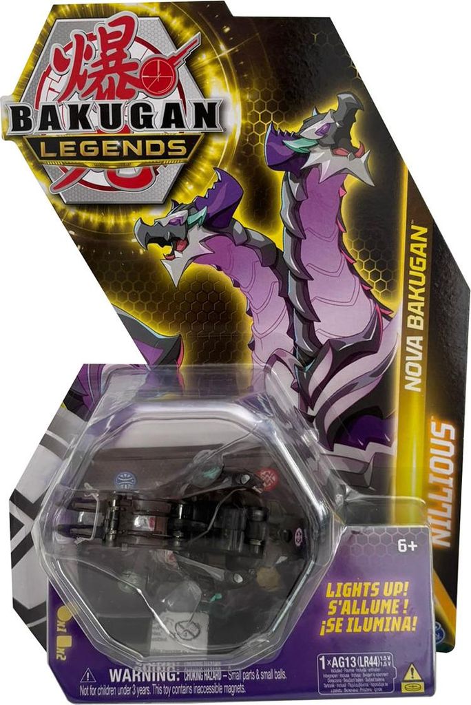 Bakugan Nova Nillious Lila, Bakugan Ball mit Licht und Figur-Transformation, inklusive Sammelkarten