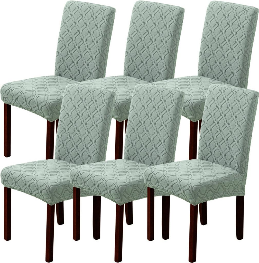 Stuhlhussen 6er Set Universal Stretch Stuhlhussen Moderne Jacquard Husse Abnehmbare Stuhlbezug Abdeckung Esszimmer überzug Bi-Elastic Spannbezug,f...