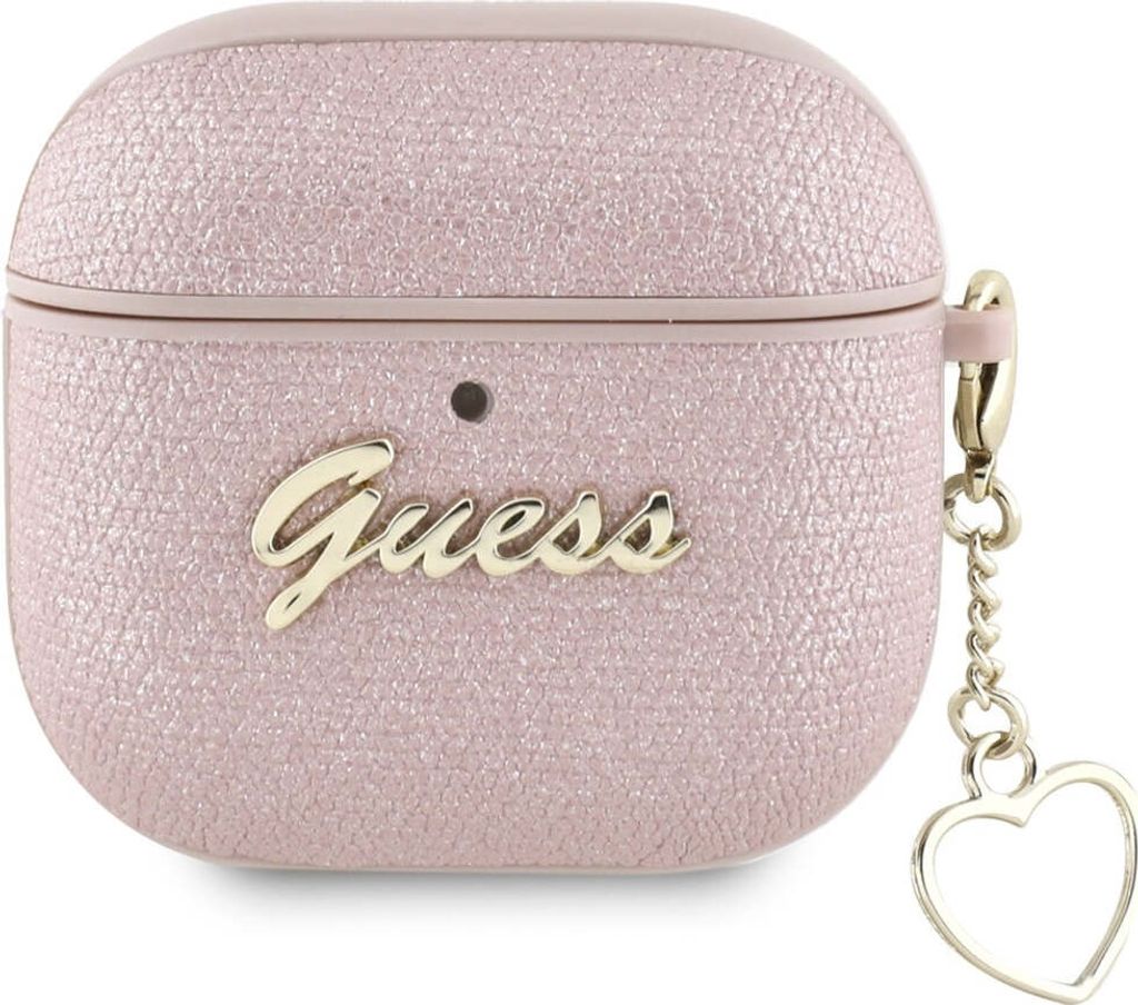 Guess Metallic Script Charm Apple AirPods 4 rosa